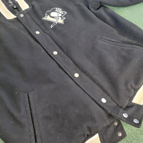 VINTAGE NHL x GIII Pittsburgh Penguins Embroidered Insulated Y2K Hockey Bomber J - Picture 5 of 13